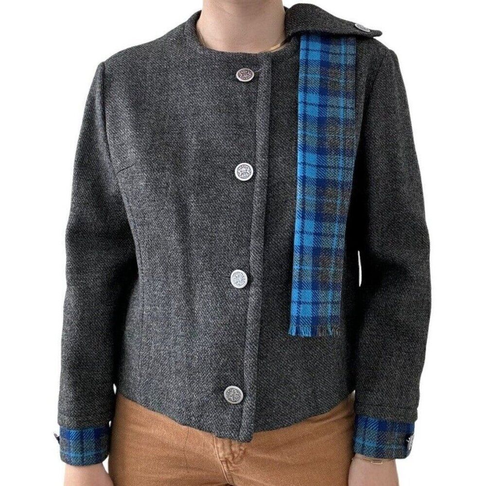 Vintage Reldan Grey Wool Renaissance Fair Cropped Blazer Jacket Made in England